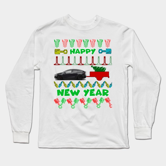 Merry chrismas, car guy, car enthusiast merry chrismas (Tesla) Long Sleeve T-Shirt by CarEnthusast